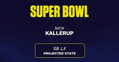 Nick Kallerup Super Bowl LX projections: Receiving yards prediction, touchdown probability vs. Patriots