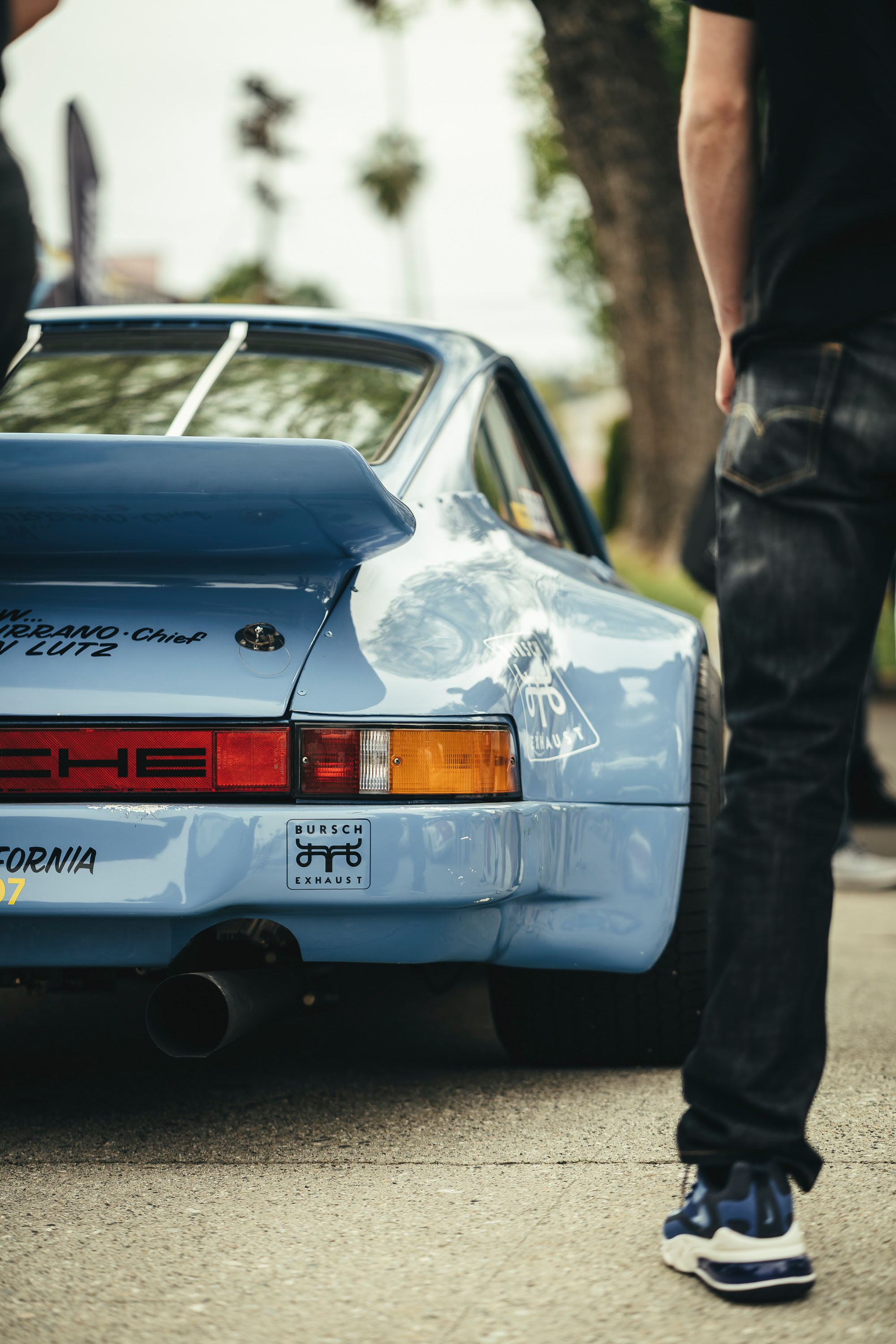 911 race car in baby blue.