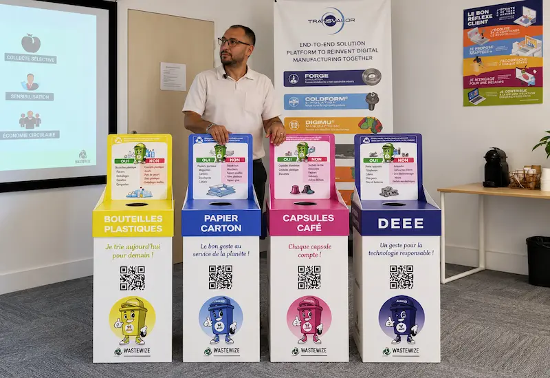 WasteWize : poubelles de tri de bureau en 4 flux