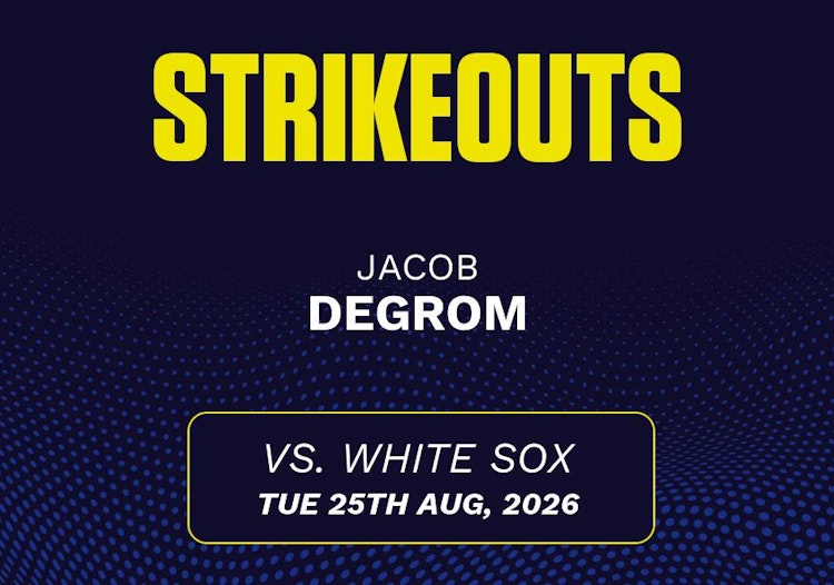 Jacob deGrom projected stats for Tuesday, August 25, 2026.