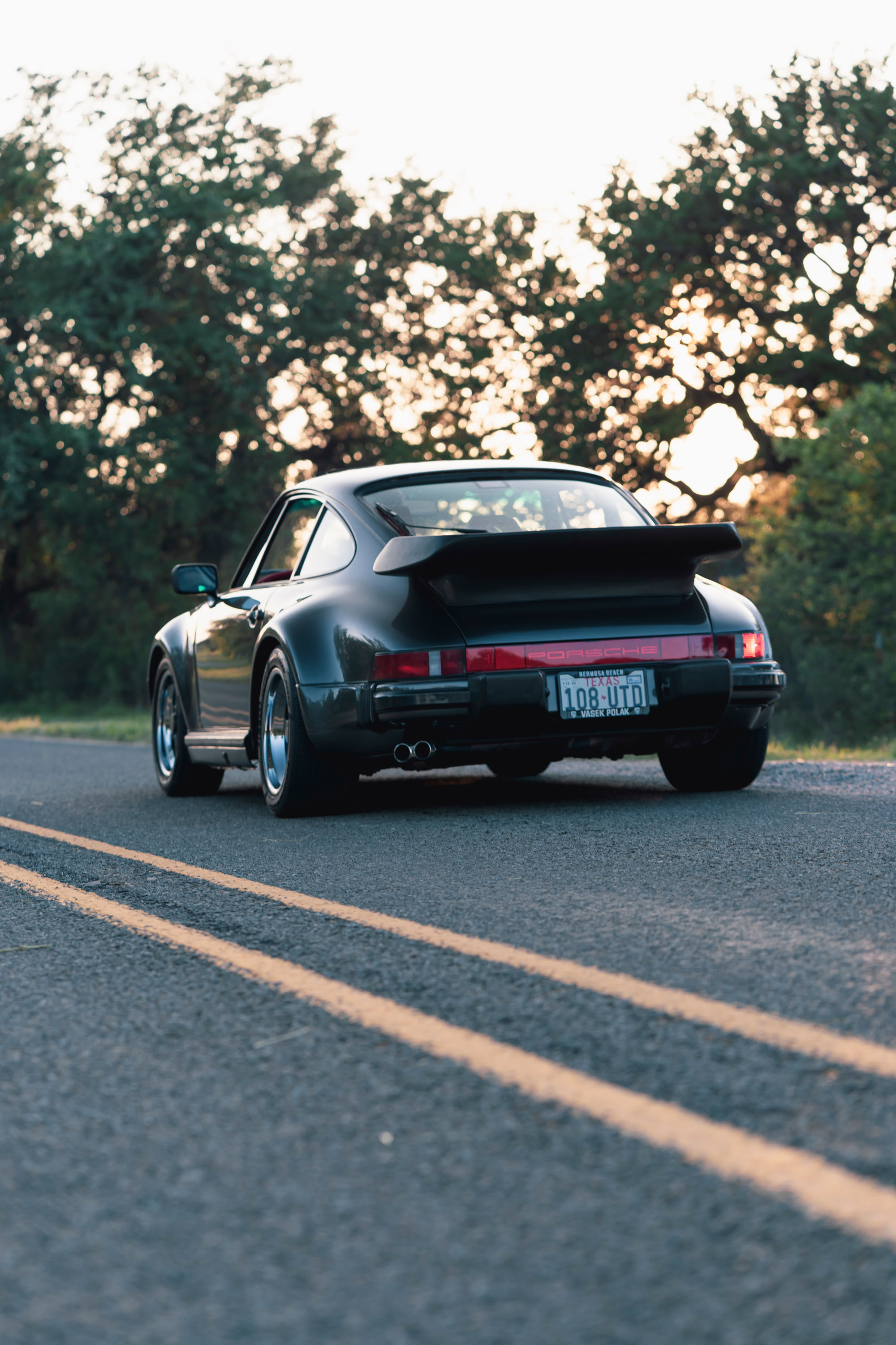 Driving a 930 Slantnose through Dripping Springs, TX.