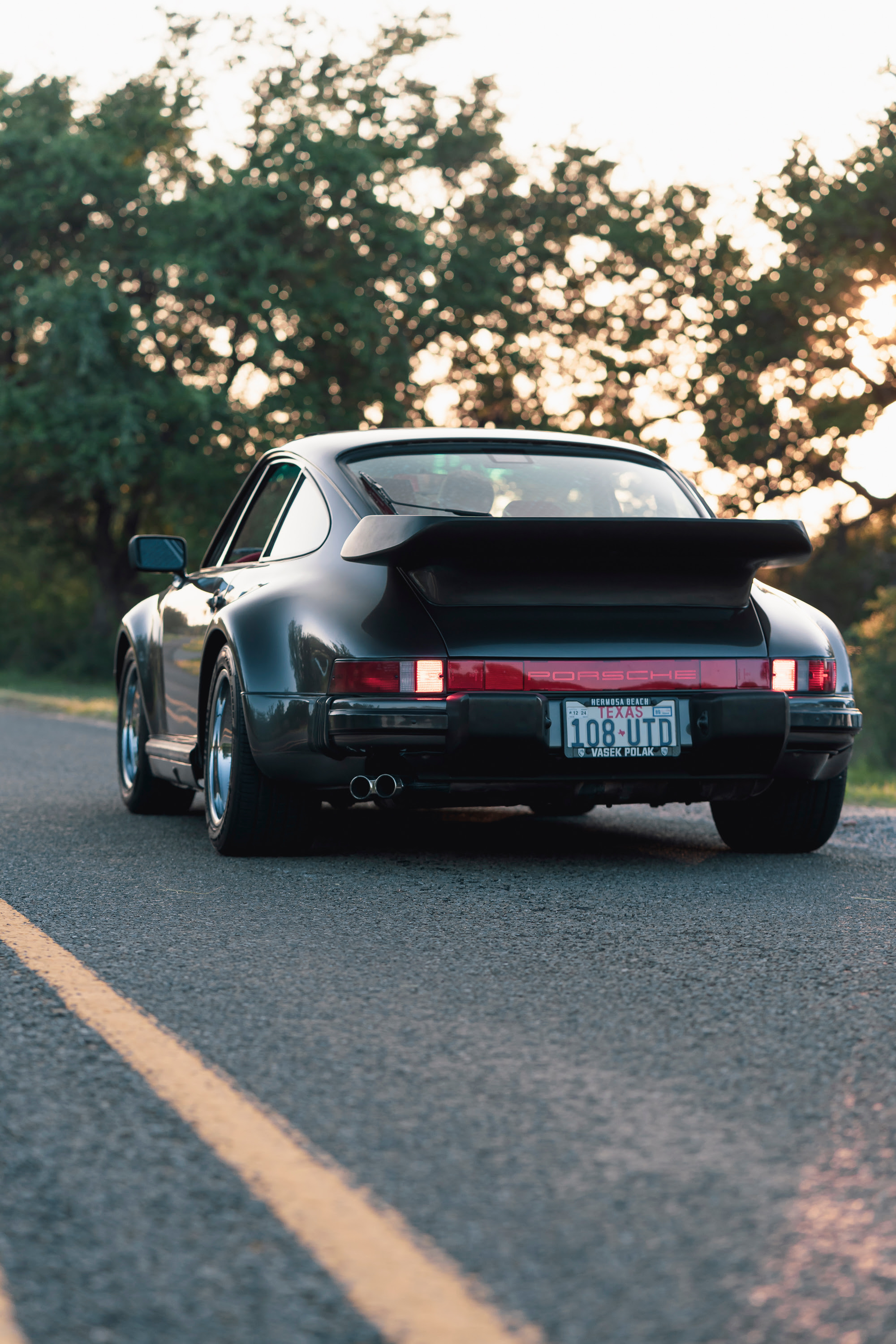 Driving a 930 Slantnose through Dripping Springs, TX.