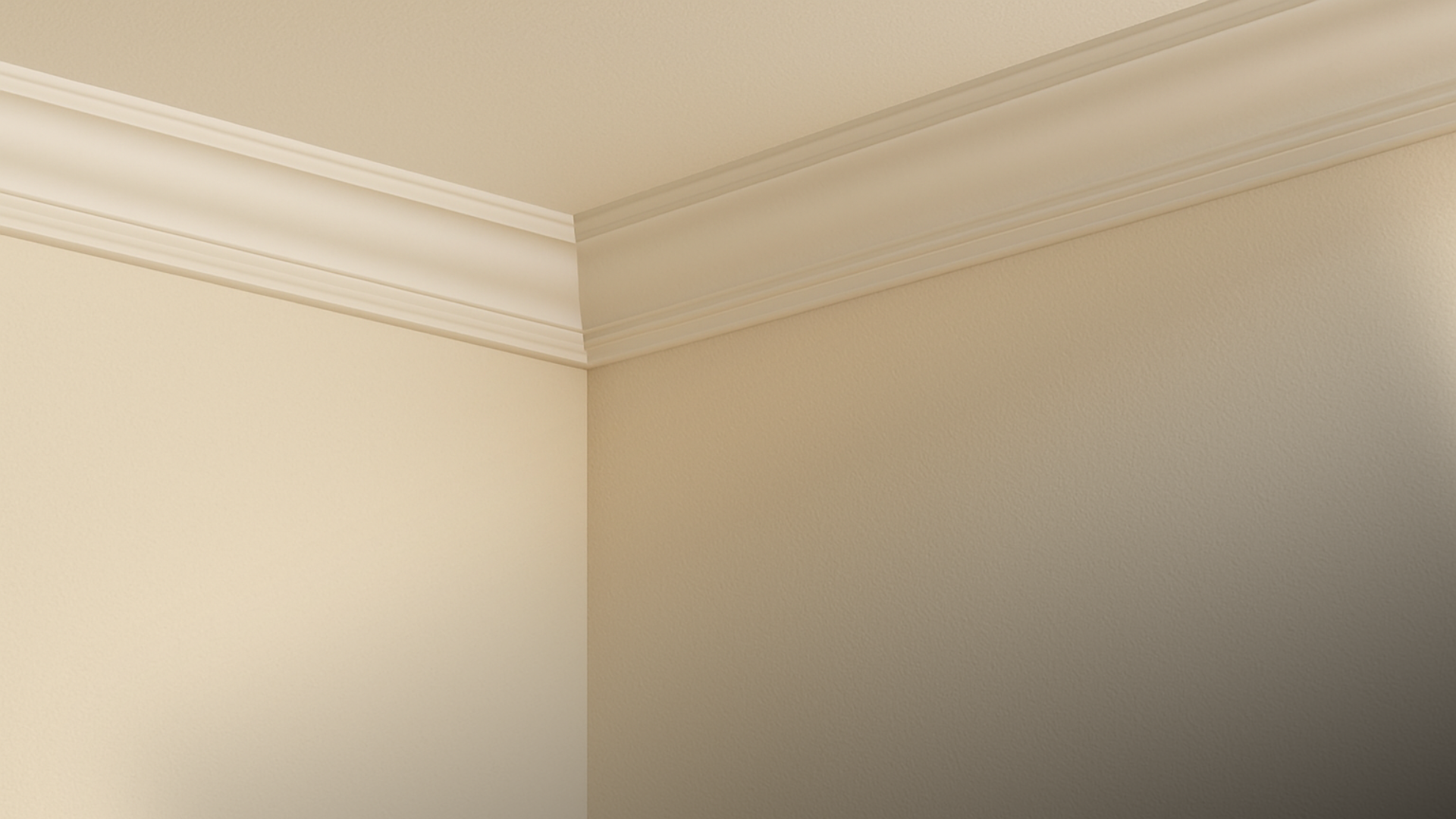 Parede em bege clarinho Algodão Egípcio com teto branco e sancas.