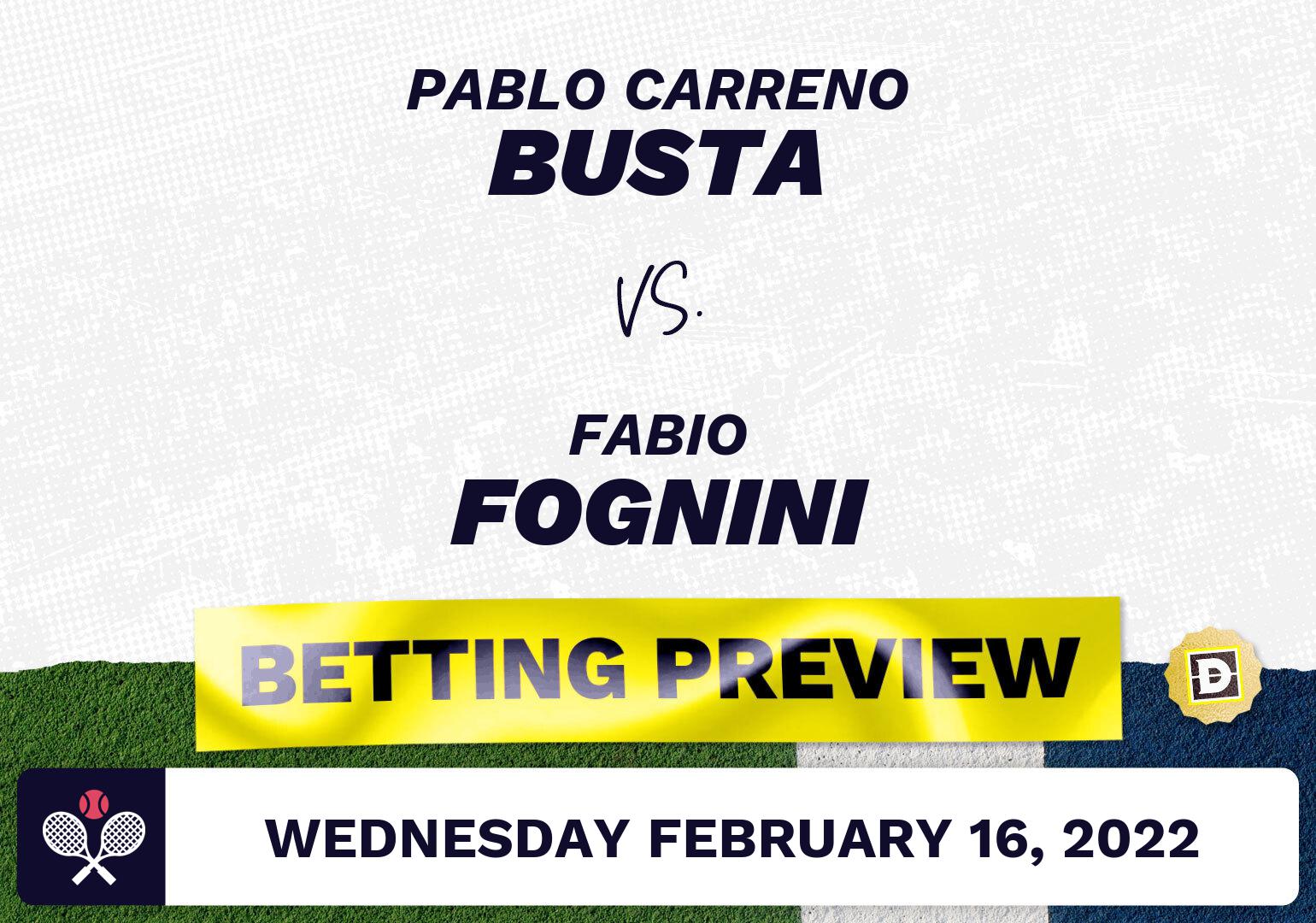 Pablo Carreno Busta vs. Fabio Fognini Predictions - Feb 16, 2022