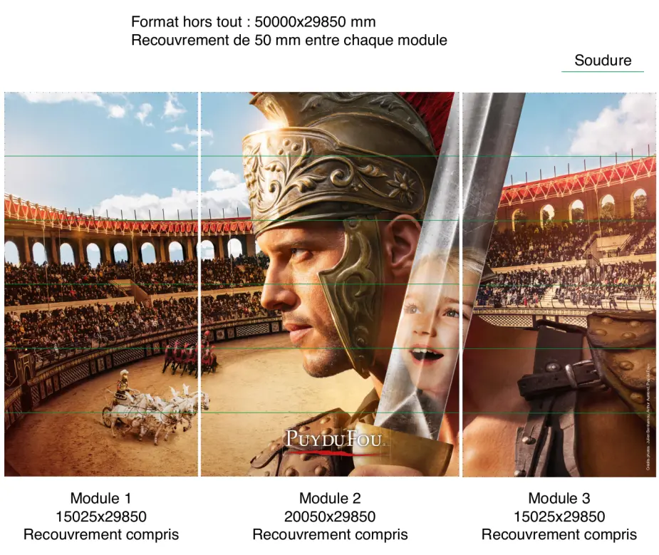 Calepinage pour une bâche géante pour le Puy du Fou