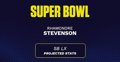 Rhamondre Stevenson Super Bowl LX projections: Rushing yards prediction, touchdown probability vs. Seahawks