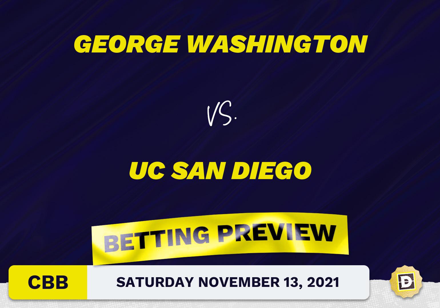 George Washington vs. UC San Diego CBB Predictions and Odds - Nov 13, 2021