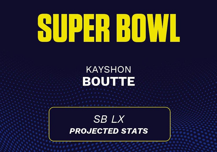 Kayshon Boutte projected stats for the 2026 Super Bowl.