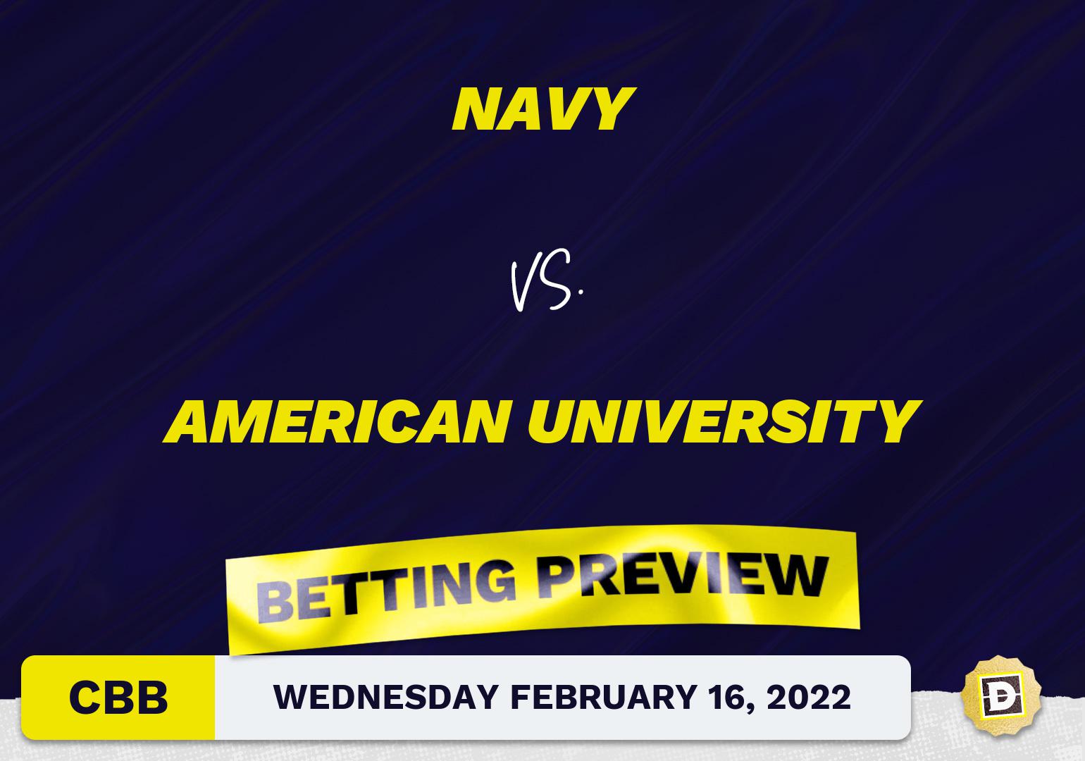 Navy vs. American University CBB Predictions and Odds - Feb 16, 2022