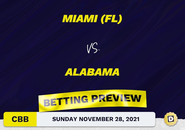 Miami (FL) vs. Alabama CBB Predictions and Odds - Nov 28, 2021