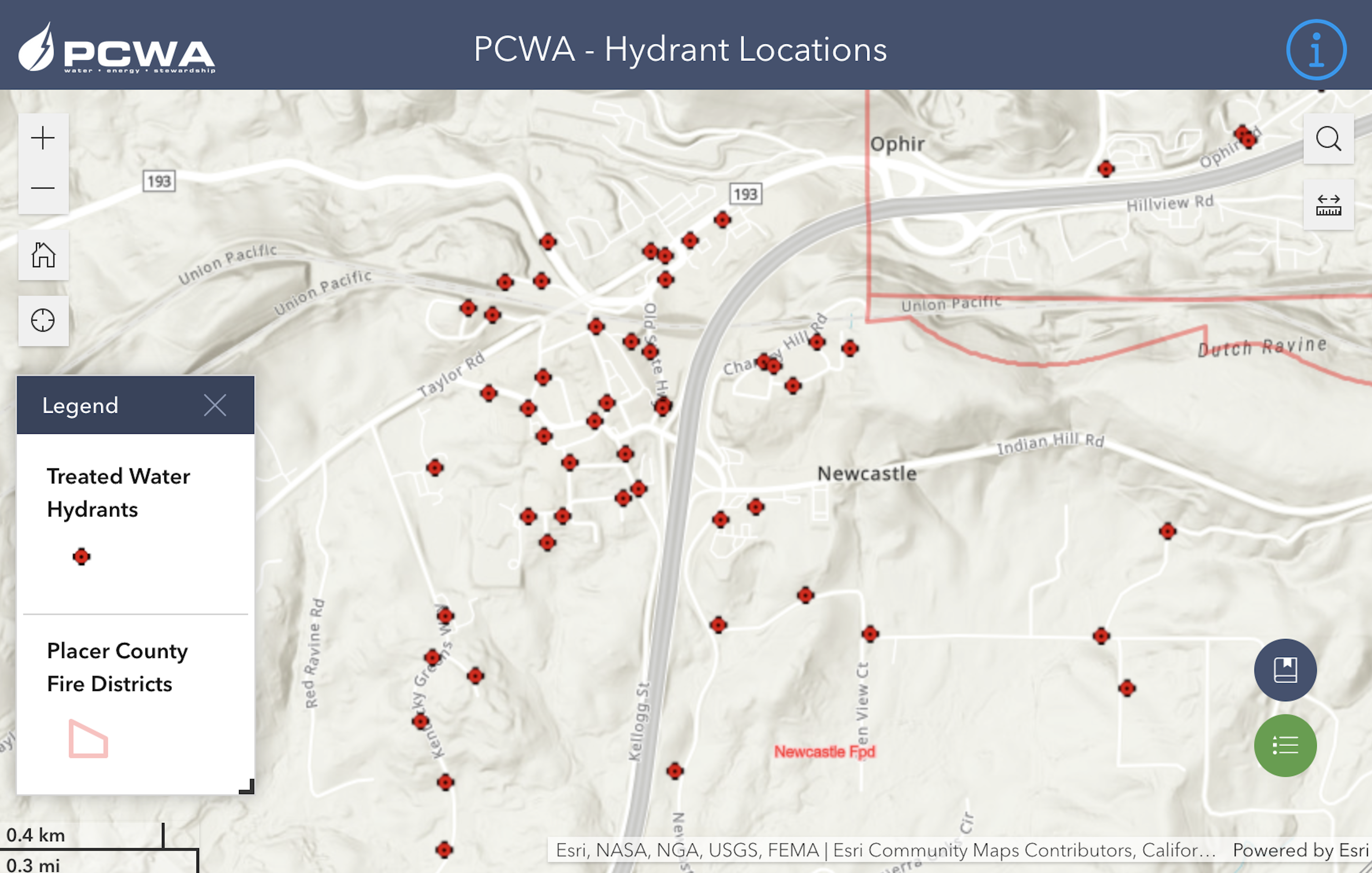 Thumbnail and link for PCWA Fire Hydrant Map