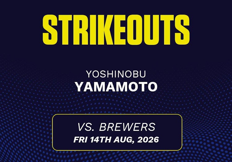 Yoshinobu Yamamoto projected stats for Friday, August 14, 2026.
