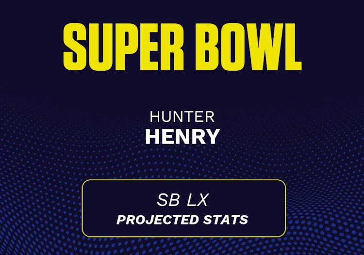 Hunter Henry projected stats for the 2026 Super Bowl.
