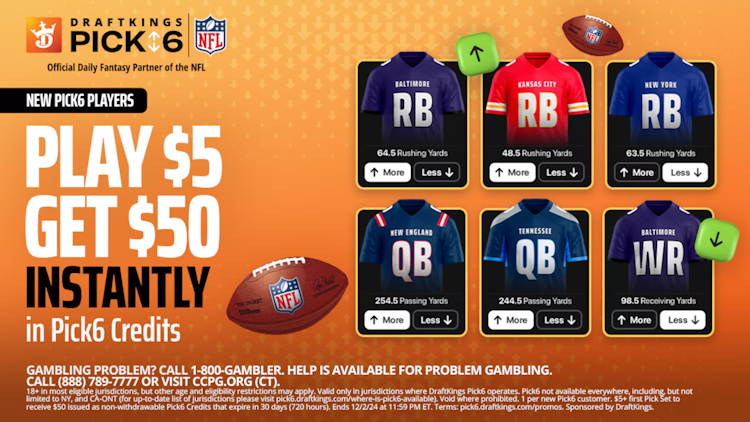 Unlock DraftKings' free bonus by playing Pick6 in NFL Week 9.