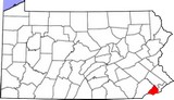 Delaware county on PA state map