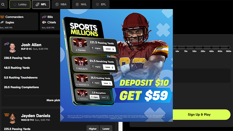 Sports Millions Sweeps Promo.
