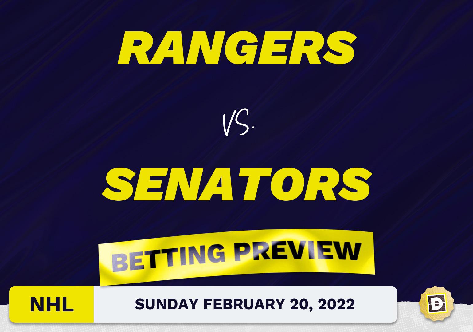 Rangers vs. Senators Predictions and Odds - Feb 20, 2022