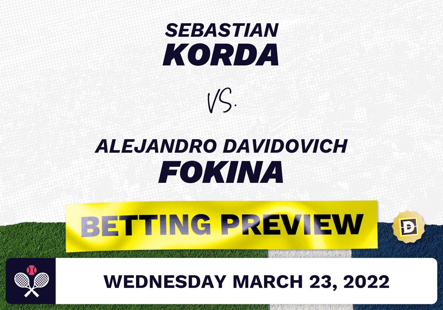 Sebastian Korda vs. Alejandro Davidovich Fokina Predictions - Mar 24, 2022