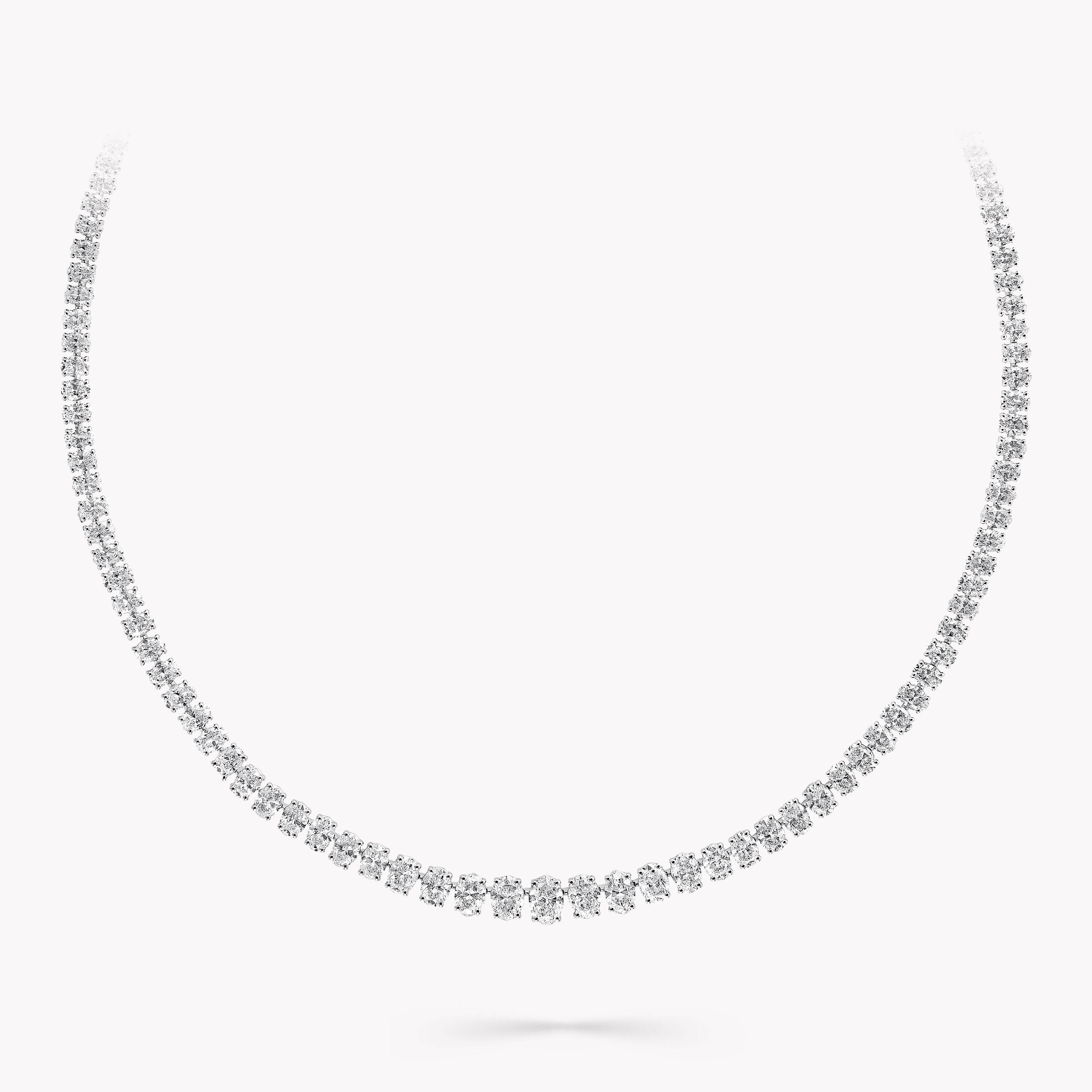 MEORA Oval Diamond Graduated Line Necklace DE/VS 18K