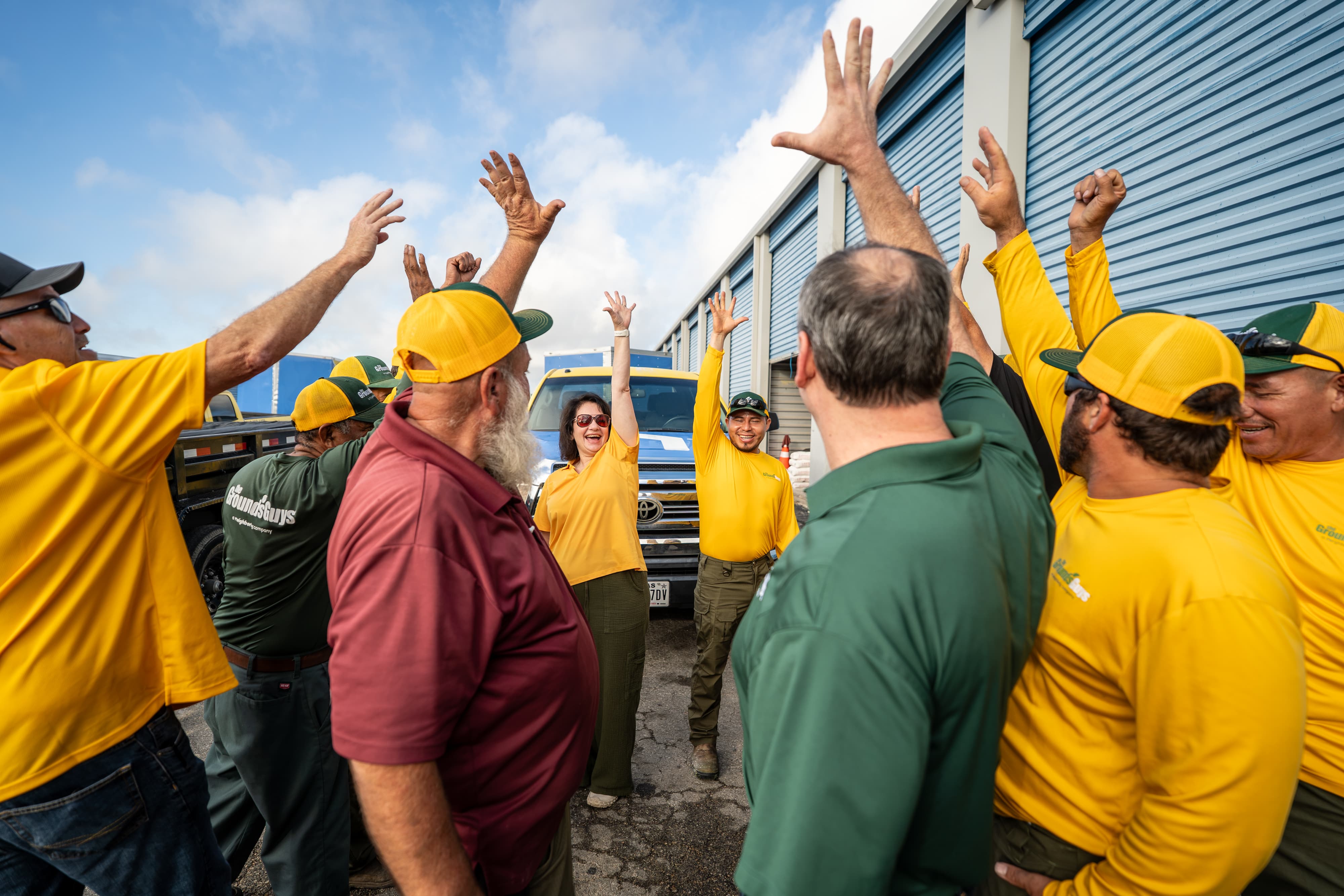 The Grounds Guys morning meeting in Round Rock, TX.