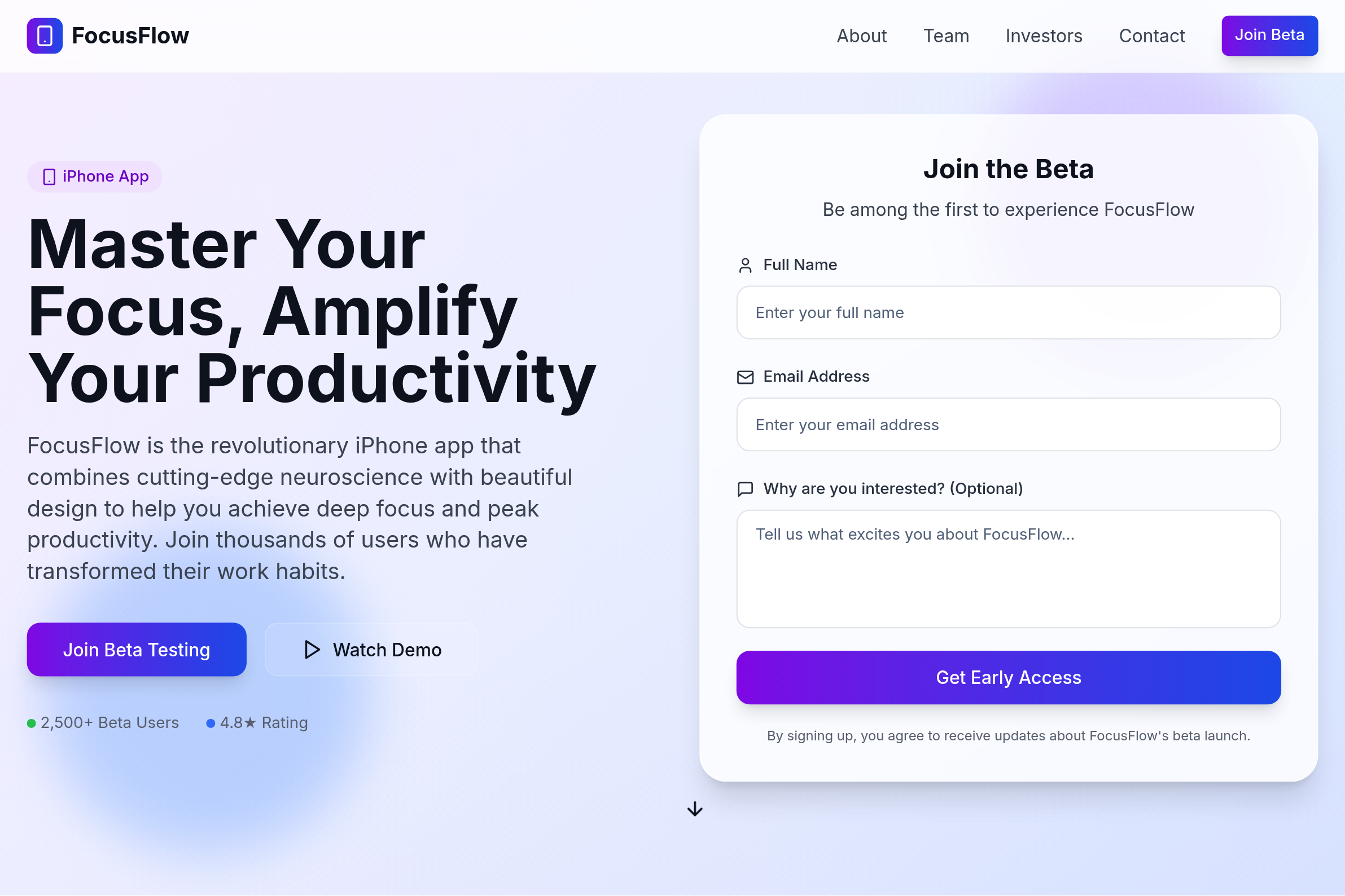 Screenshot of App Launching Landing