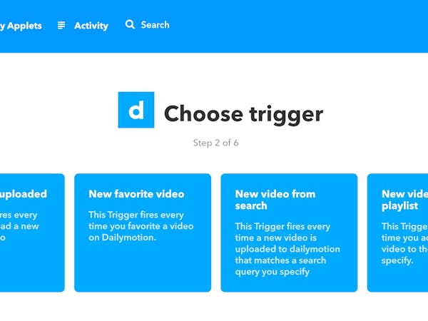 How to make an IFTTT applet that sends an email each time a specific new video is found on Dailymotion?