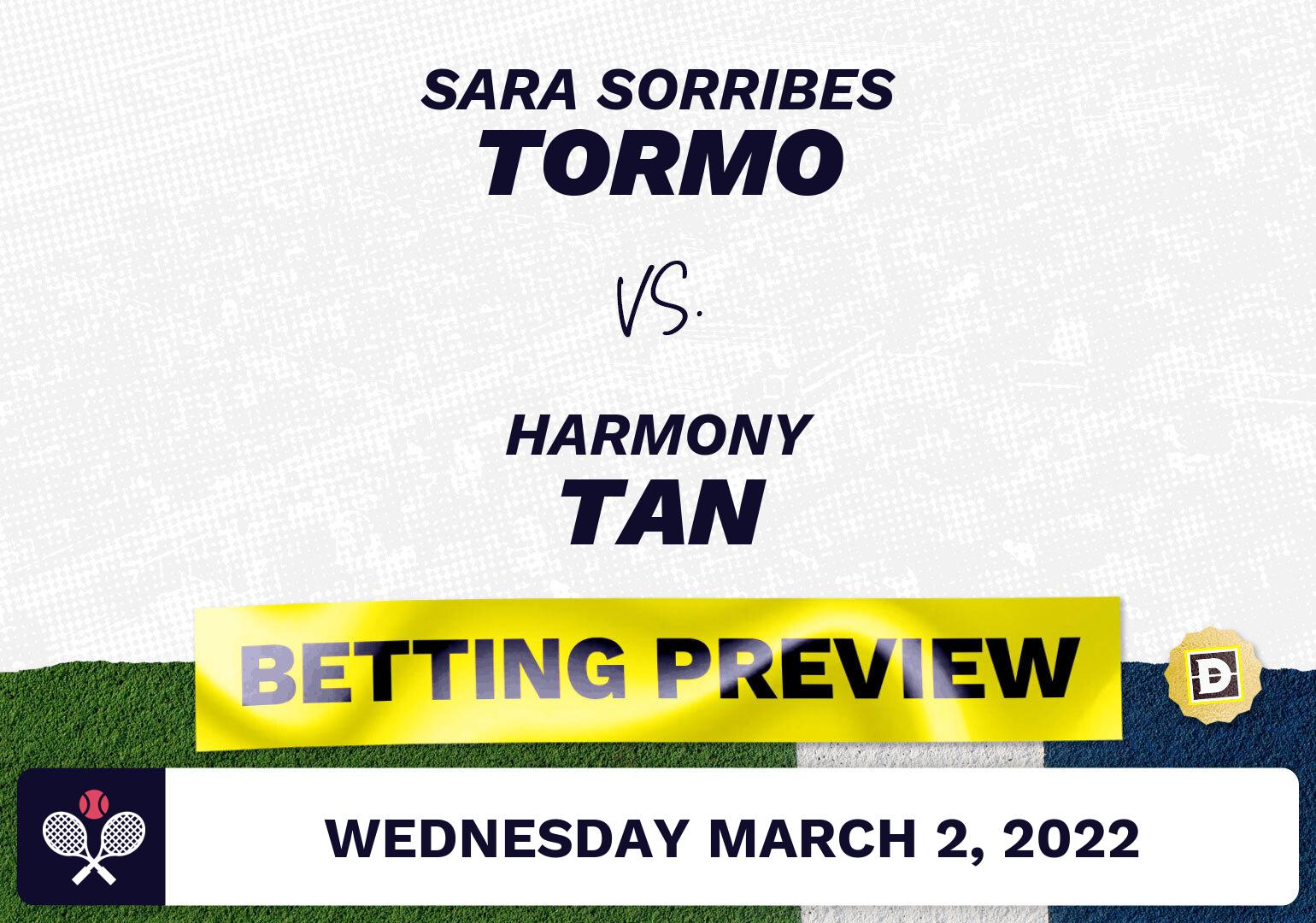 Sara Sorribes Tormo vs. Harmony Tan Predictions - Mar 2, 2022