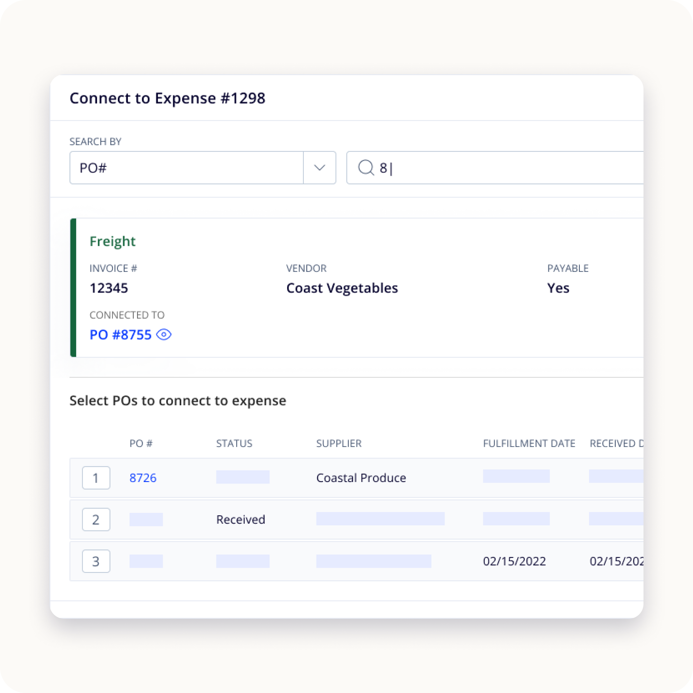 Screenshot of expenses shown in Silo's software