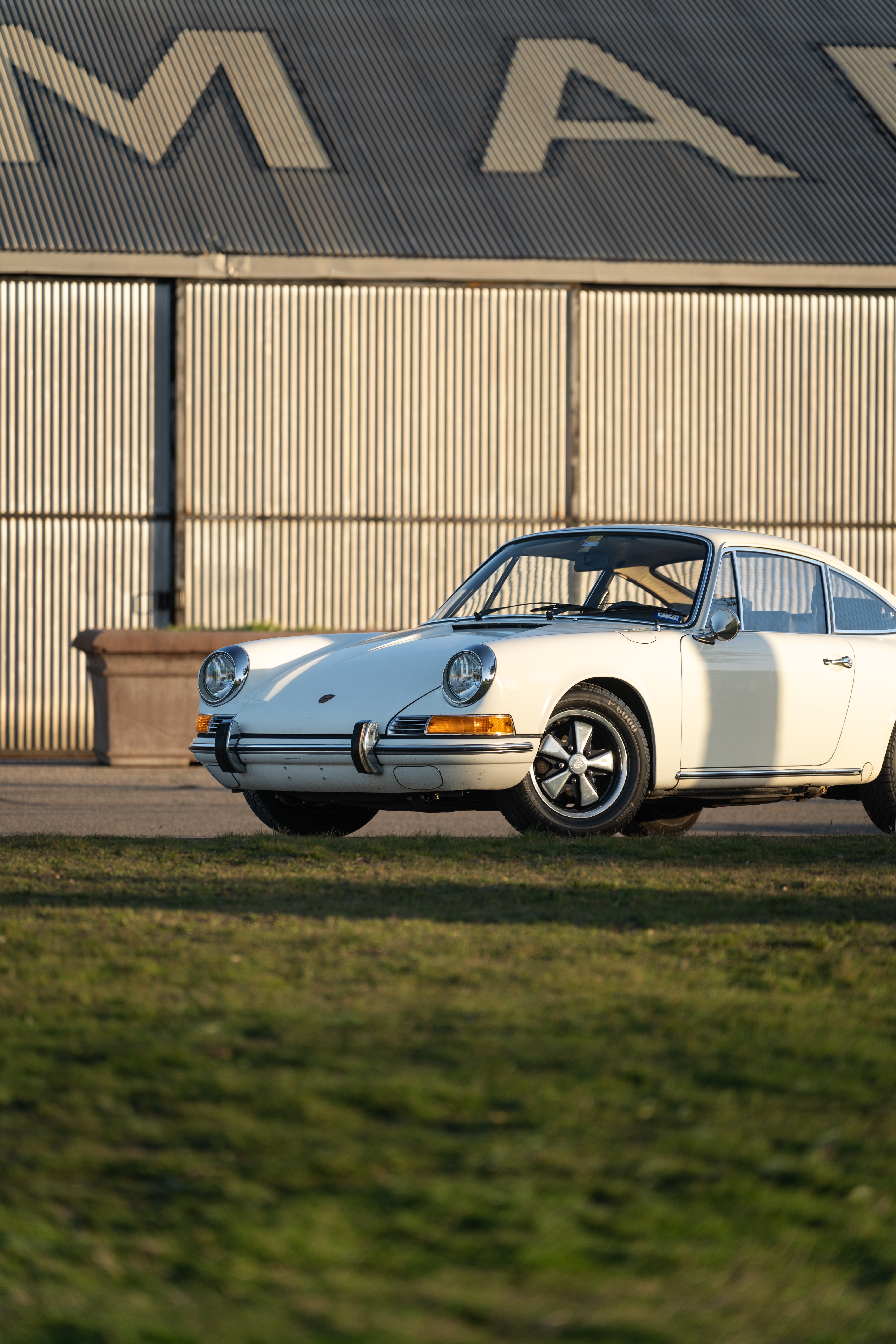 White 1970 Porsche 911T Coupe with a black interior shot in Austin, TX.