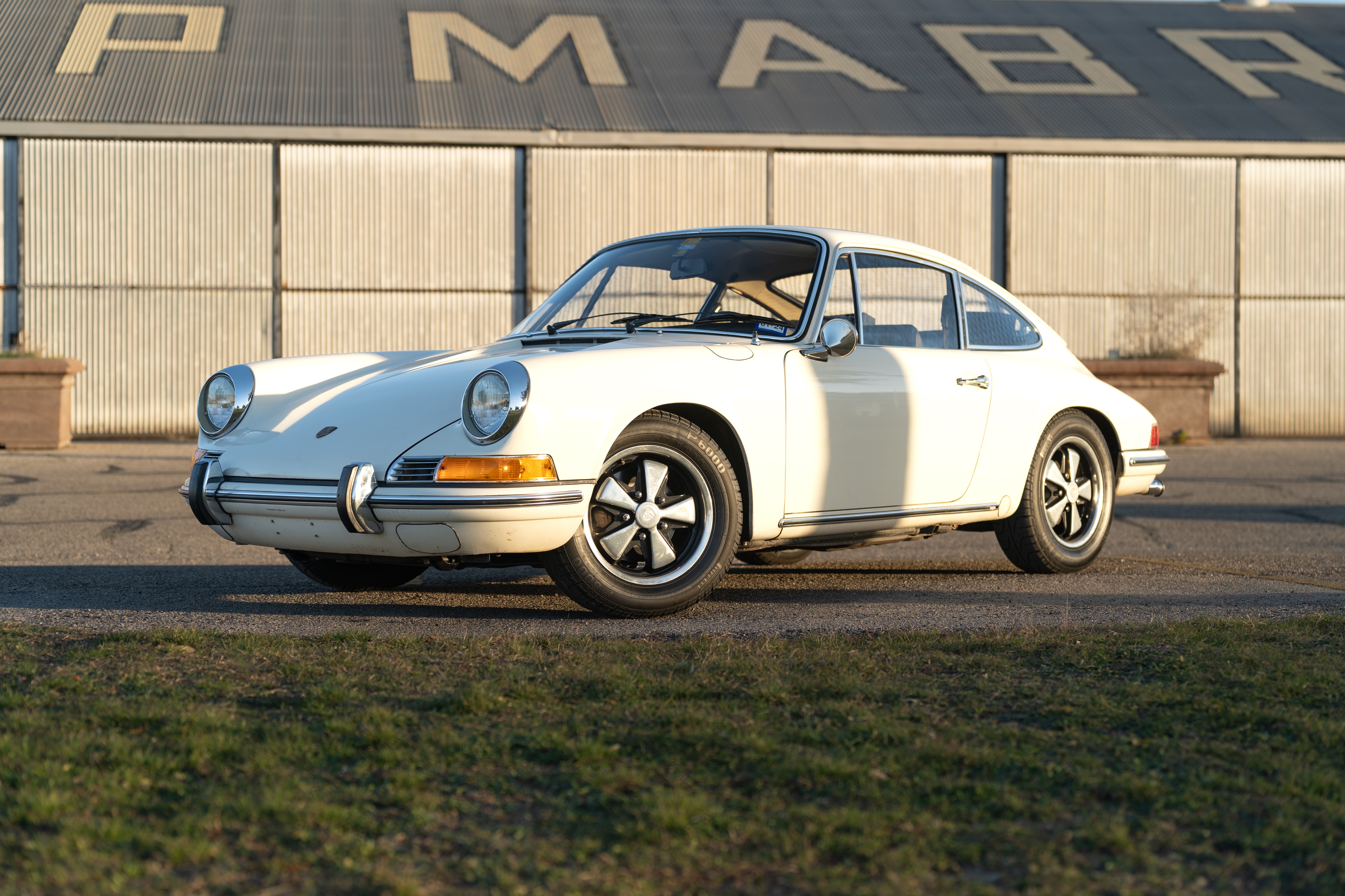 White 1970 Porsche 911T Coupe with a black interior shot in Austin, TX.