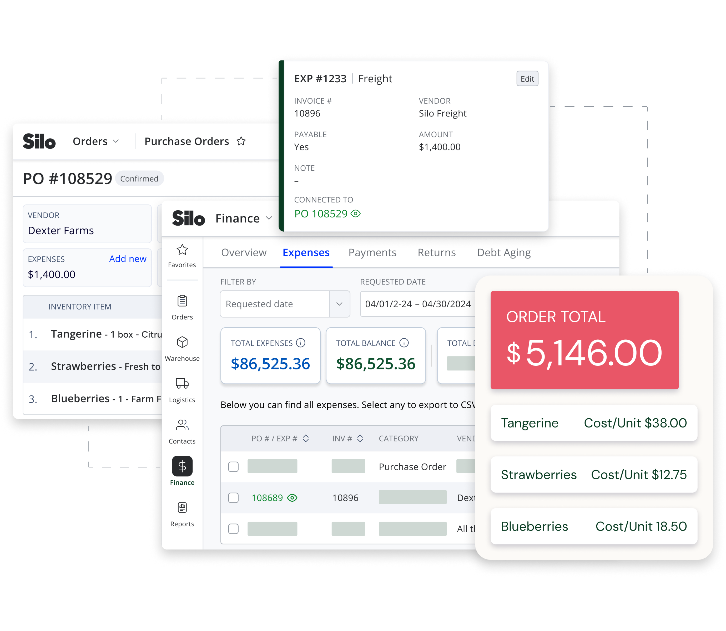 Landing costs insight and streamlined documentation in Silo's produce inventory management software