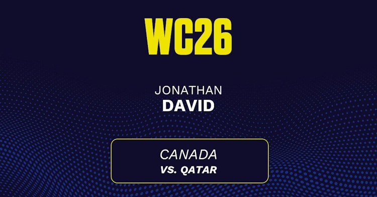 Jonathan David projected stats for Thursday, June 18, 2026.