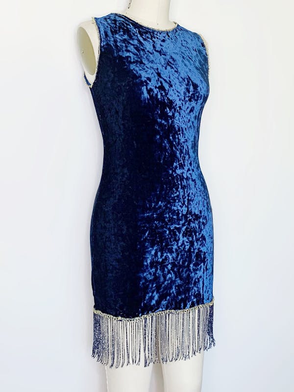 Blue velvet dress