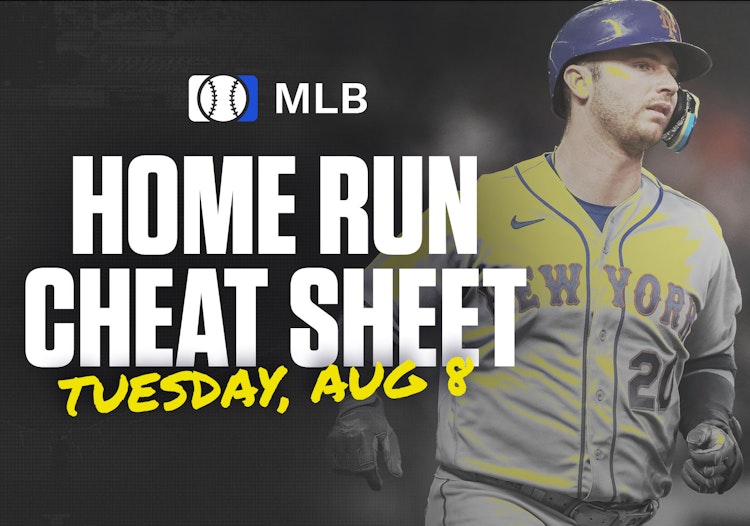 Home Run Cheat Sheet - HR Data, Stats, Matchups and More - Tuesday, August 8