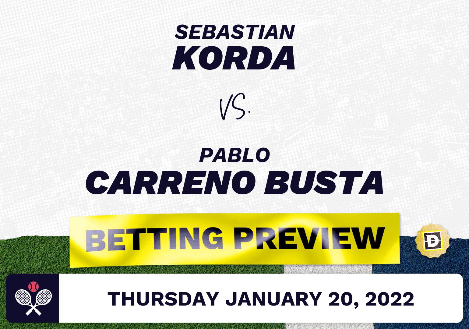 Sebastian Korda vs. Pablo Carreno Busta Predictions - Jan 21, 2022