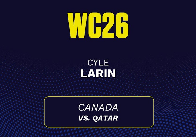 Cyle Larin projected stats for Friday, June 19, 2026.