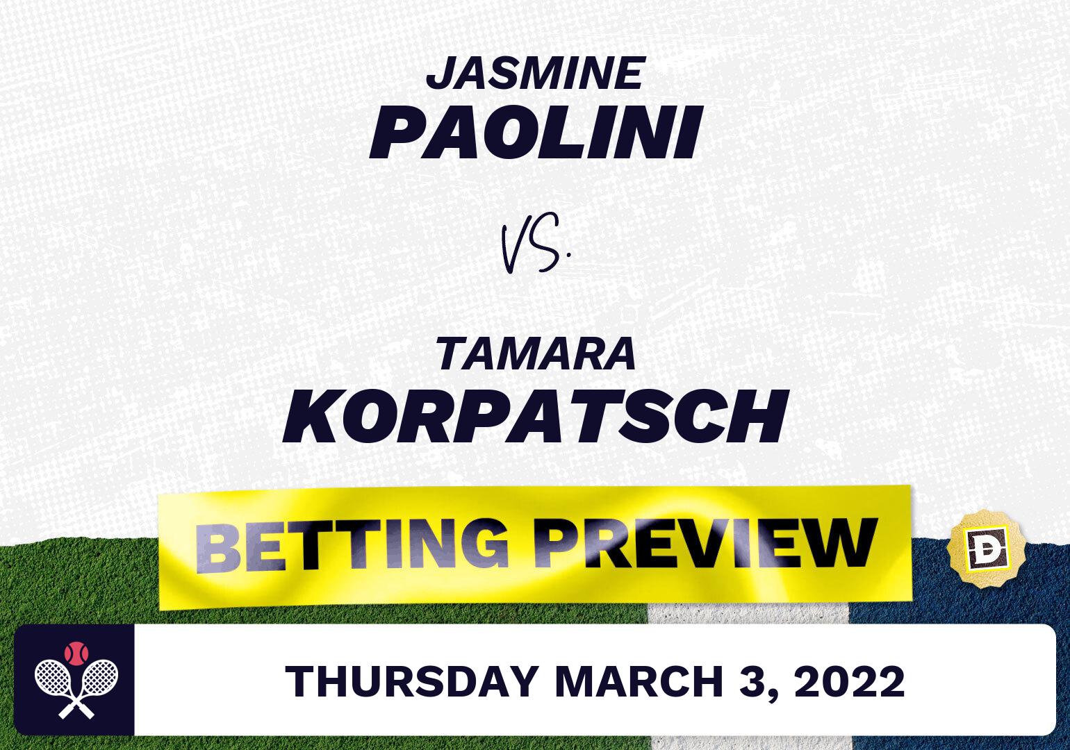 Jasmine Paolini vs. Tamara Korpatsch Predictions - Mar 3, 2022