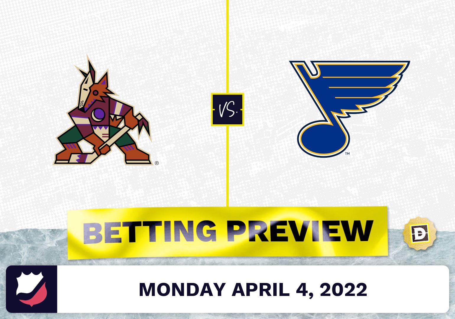 Coyotes vs. Blues Prediction and Odds - Apr 4, 2022