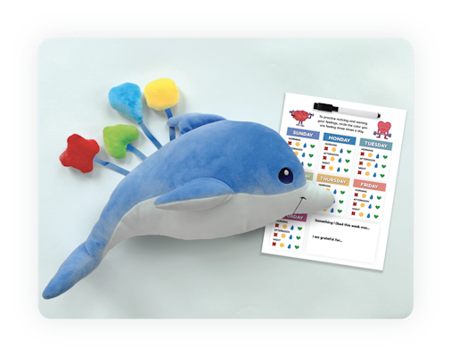 Blue Dolphin Plush & Feelings Journal