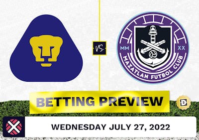 Pumas UNAM vs. Mazatlan Prediction and Odds - Jul 27, 2022