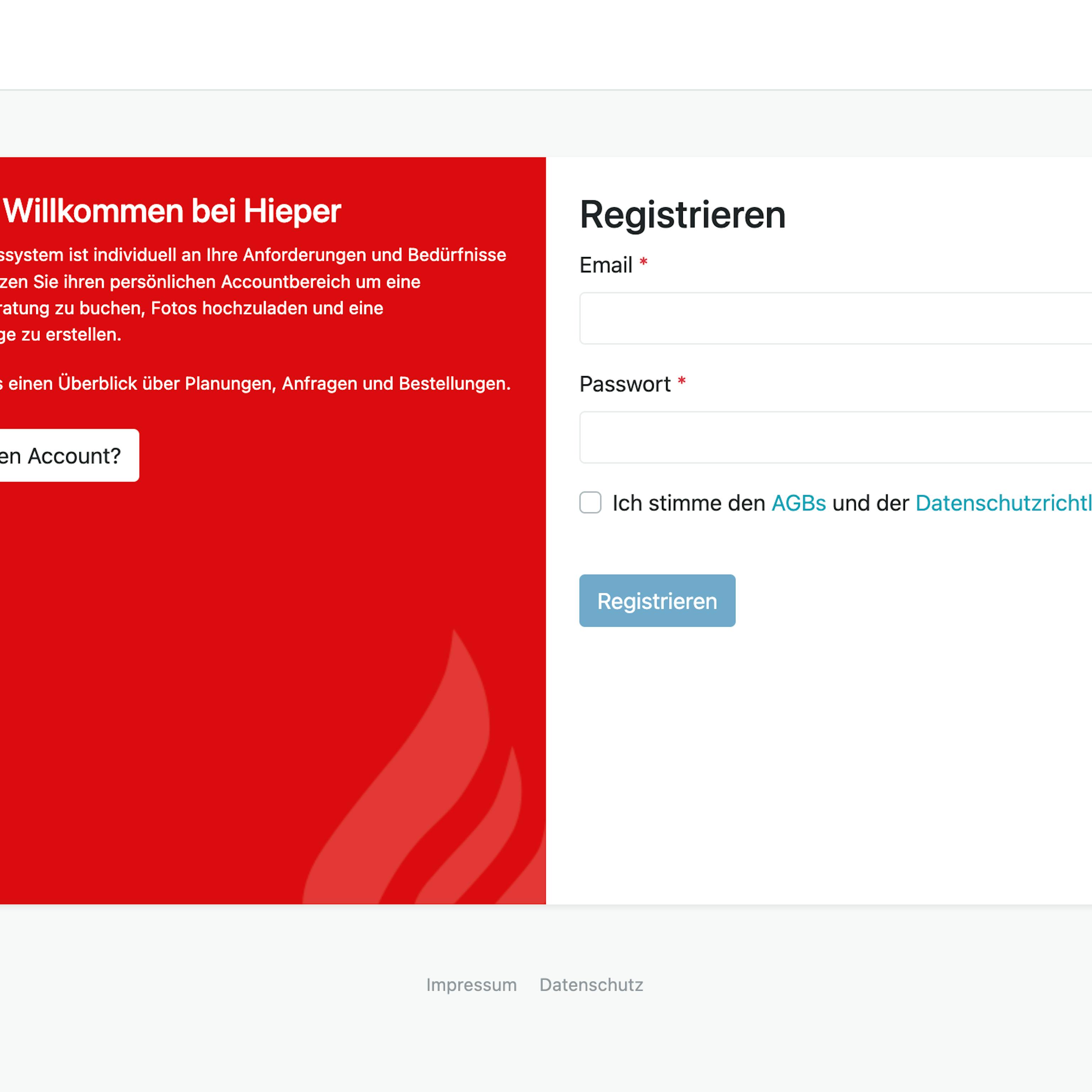 Registrierung (Desktop) Registrierung (Desktop)