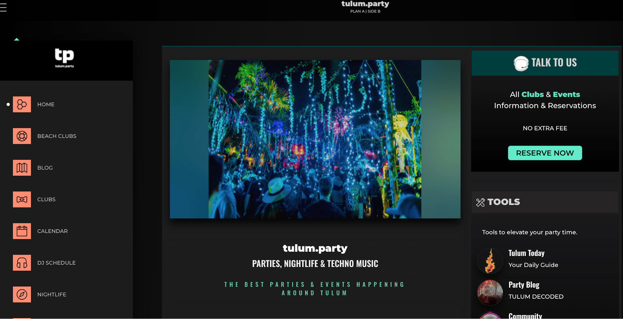 Tulum Party website