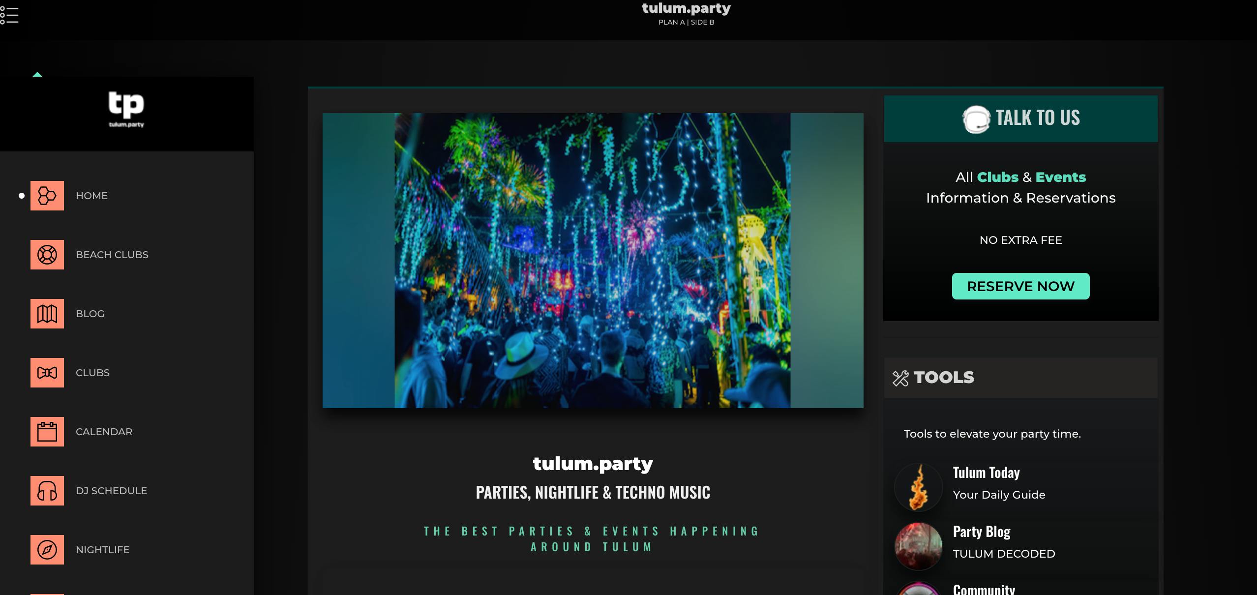 Tulum Party website