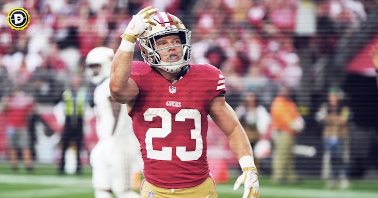 Christian-McCaffrey celebrating a touchdown.