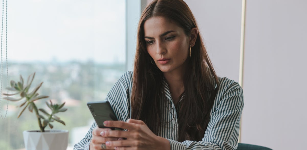 concerned woman on phone