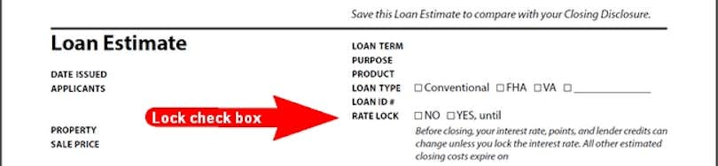  A rate lock on a loan estimate form