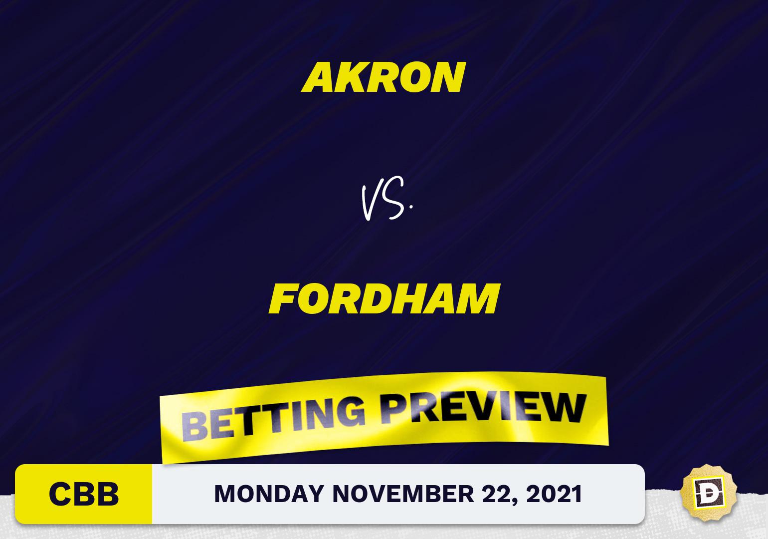 Akron vs. Fordham CBB Predictions and Odds - Nov 22, 2021