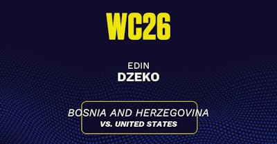 Edin Dzeko's predicted stats vs. United States, including anytime goal projection