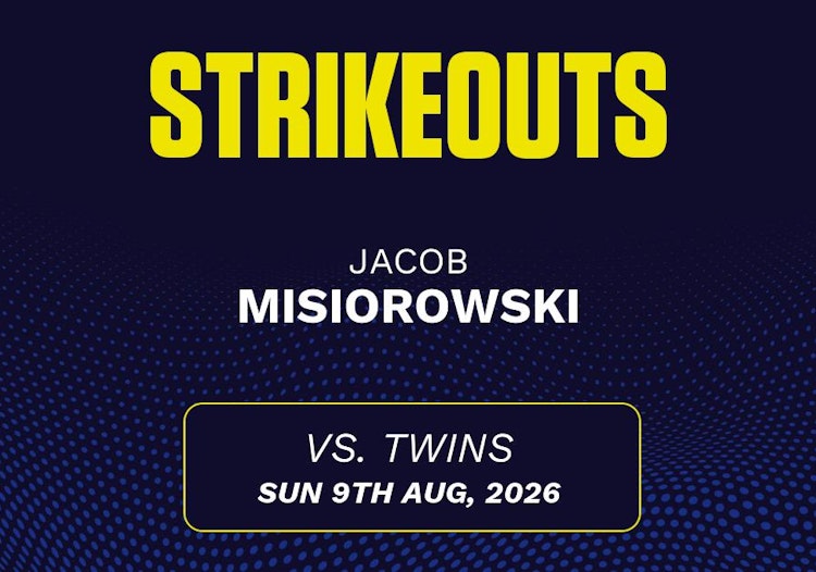 Jacob Misiorowski projected stats for Sunday, August 9, 2026.