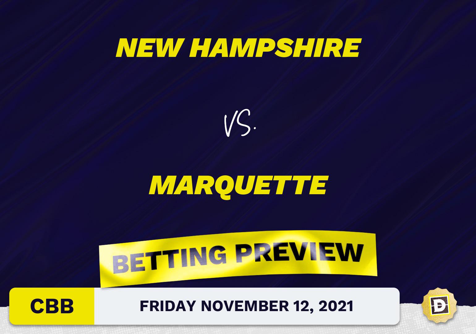 New Hampshire vs. Marquette CBB Predictions and Odds - Nov 12, 2021